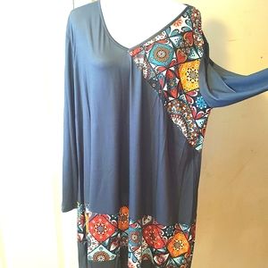 Tendency Midi Dress Sz-XXL Green/ Gray Multi